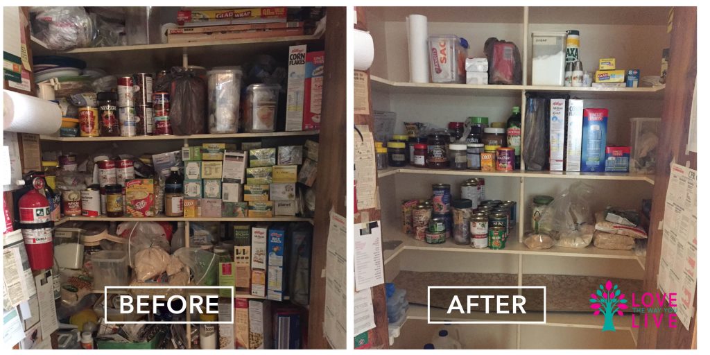 before and after organise pantry