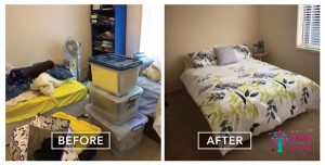 before and after bedroom prepared for sale