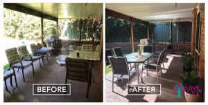 before and after patio prepared for sale
