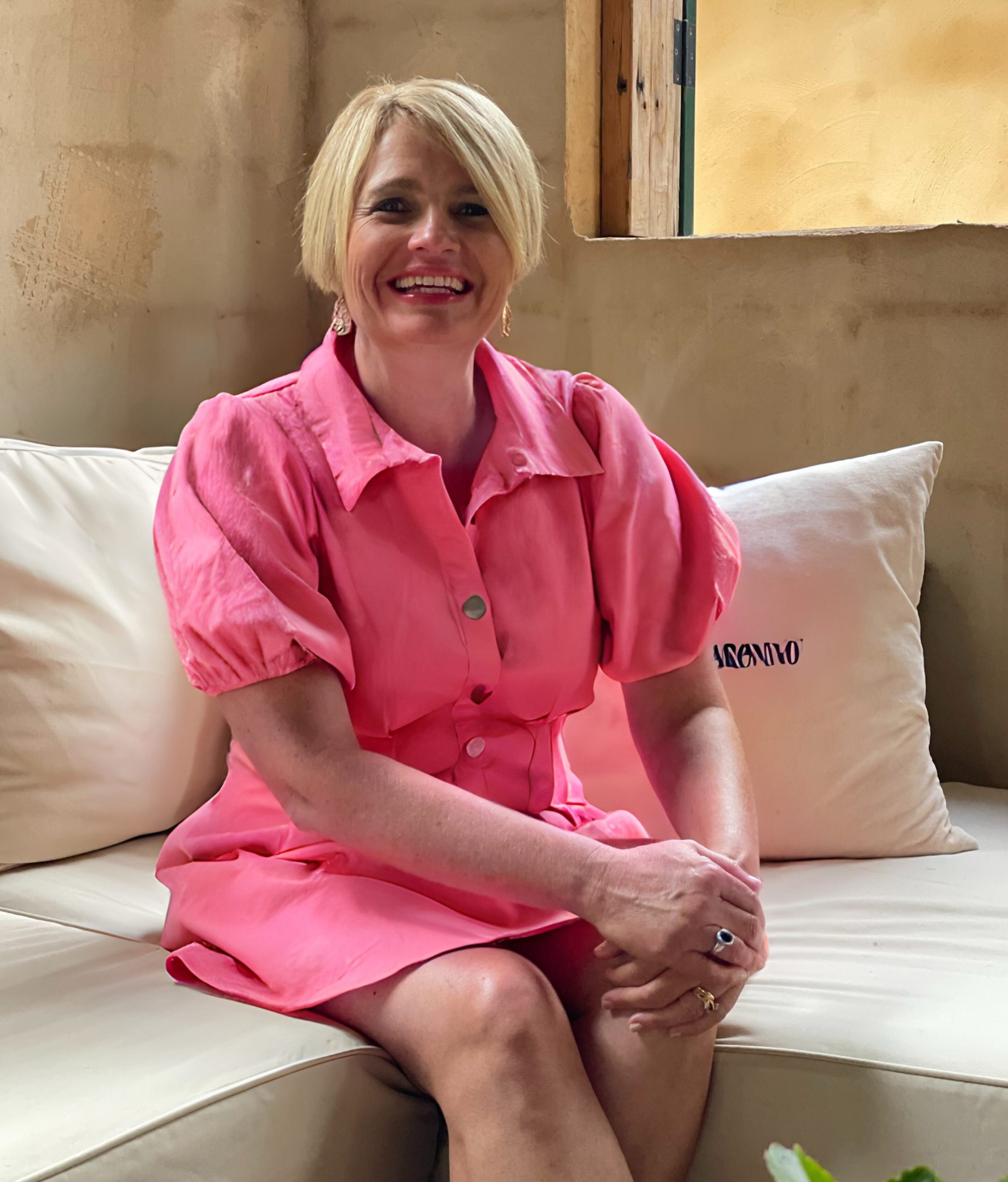 jen in pink dress closer shot